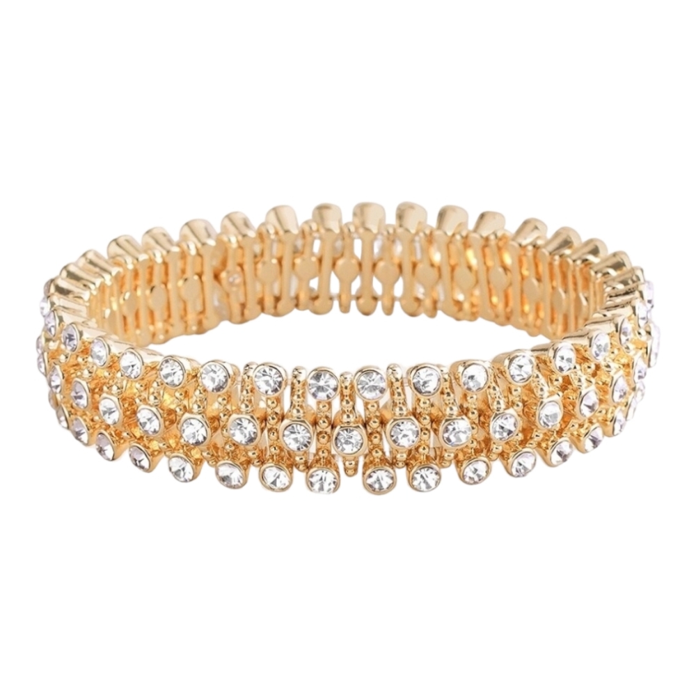 NWT Chico's Goldtone Coco Pave Stretch Bracelet